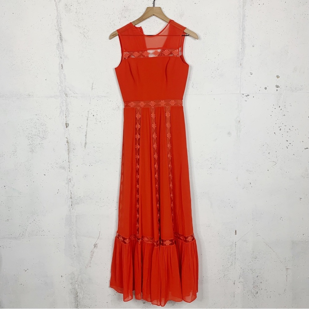 Dress The Population Red Maxi Bonnie Lace Sleeveless Dress